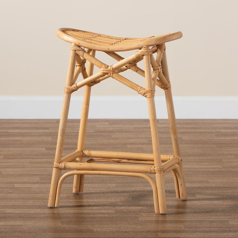 Elgon Rattan Counter Stool in Modern Bohemian Natural Brown for Stylish Home Decor