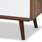 Grover Mid-Century Modern TV Stand - Two-Tone Cherry Brown and White Wood with 2 Doors for Stylish Living Room Storage