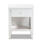 Naomi Nightstand Classic White Finished Wood 1-Drawer Bedroom Furniture for Stylish Storage and Organization