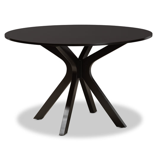 Kenji Dining Table Modern Contemporary Dark Brown Finished 48 Inch Wide Round Wood