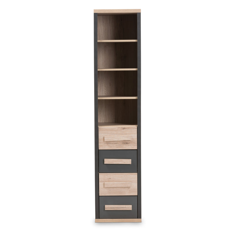 Pandora Storage Cabinet Modern Dark Grey and Light Brown Two-Tone 4-Drawer Organizer for Home and Office Use