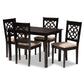 Renaud Dining Set Modern Contemporary Grey Fabric Upholstered Espresso Brown Finished 5-Piece Wood