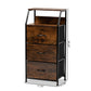 Jacop Modern Industrial 3-Drawer Storage Cabinet in Walnut Brown Wood and Black Metal for Stylish Organization