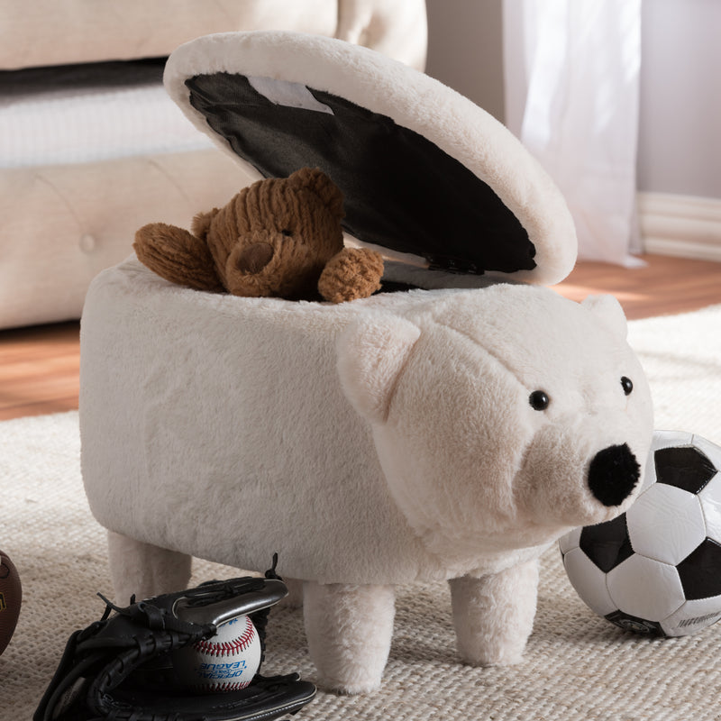 Bjorn Bear Storage Ottoman Contemporary Wool Upholstered Design for Stylish Organization and Comfort