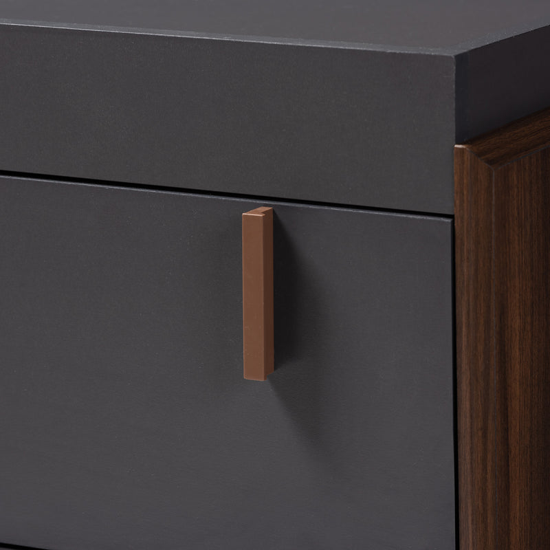 Rikke Dresser: Modern Two-Tone Gray and Walnut Finished Wood 6-Drawer Storage Solution for Bedroom Organization