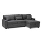 Emile Sectional Sofa Modern and Contemporary Dark Grey Fabric Upholstered Right Facing Storage with Pull-Out Bed