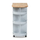 Donnie Kitchen Storage Cart - Two-Tone Light Grey and Natural Finished Wood