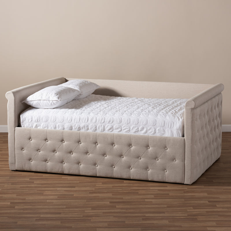 Amaya Daybed - Modern and Contemporary Light Beige Fabric Upholstered