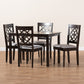 Renaud Dining Set Modern Contemporary Grey Fabric Upholstered Espresso Brown Finished 5-Piece Wood