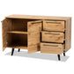 Radley Sideboard Modern Contemporary Oak Brown Finished Wood 3-Drawer Buffet for Dining Room Storage and Organization