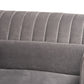 Morton Sectional Sofa Mid-Century Modern Contemporary Grey Velvet Fabric Upholstered Dark Brown Finished Wood with Left Facing Chaise