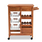 Crayton Mobile Kitchen Storage Cart - Modern Design with Oak Brown Wood and Silver-Tone Metal Accents