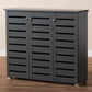 Adalwin Modern Dark Gray Wooden Shoe Storage Cabinet with 3 Doors for Entryway Organization and Stylish Home Décor