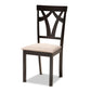 Reagan 5-Piece Dining Set Modern Sand Fabric Upholstered Chairs with Dark Brown Finished Wood Table