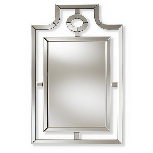 Iria Wall Accent Mirror - Modern Silver Finished Pagoda Design for Stylish Home Decor