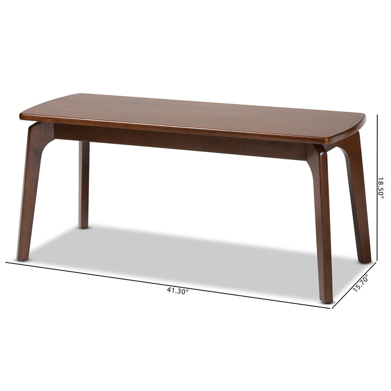 Linden Dining Bench Modern Dark Brown Finished Wood Seating for Dining Rooms and Entryways