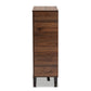 Idina Shoe Cabinet Mid-Century Modern Two-Tone Walnut Brown and Grey Finished Wood 1-Door