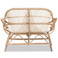 Jayden Loveseat Modern Bohemian White Fabric Upholstered with Natural Brown Rattan Frame Stylish Comfortable Seating