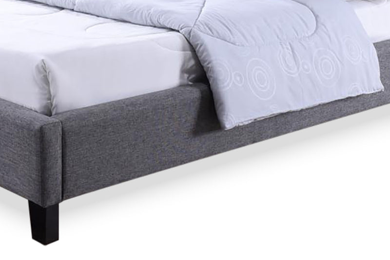 Hillary Bed Frame - Modern and Contemporary Grey Fabric Upholstered Platform Base