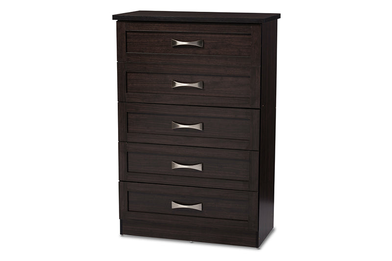 Colburn Tallboy Storage Chest Modern and Contemporary 5-Drawer Dark Brown Finish Wood