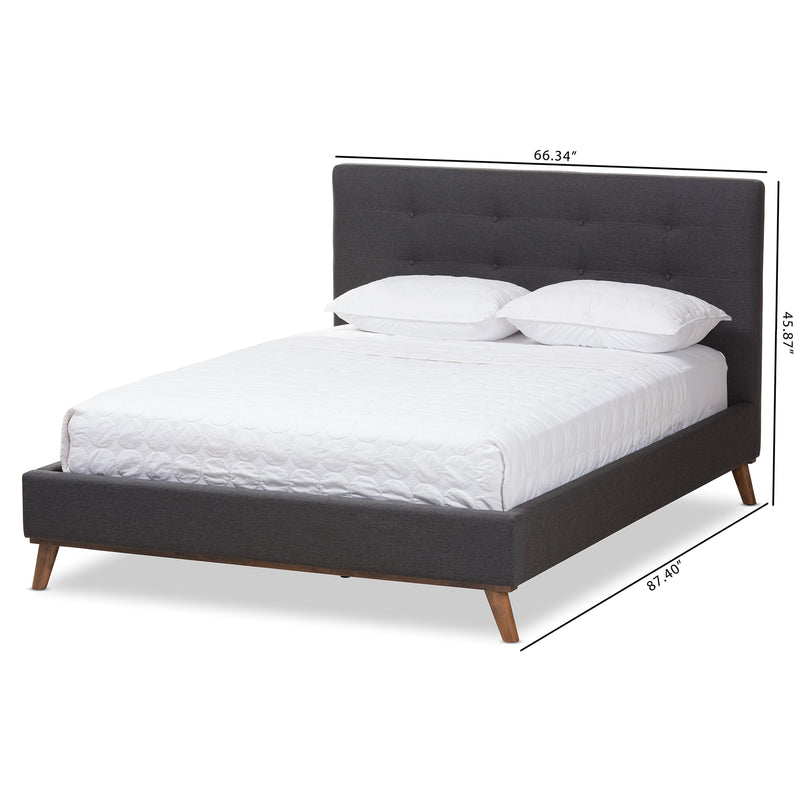 Valencia Platform Bed - Mid-Century Modern Dark Grey Fabric