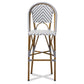 Ilene Bistro Bar Stool Classic French Indoor and Outdoor Grey and White Bamboo Style