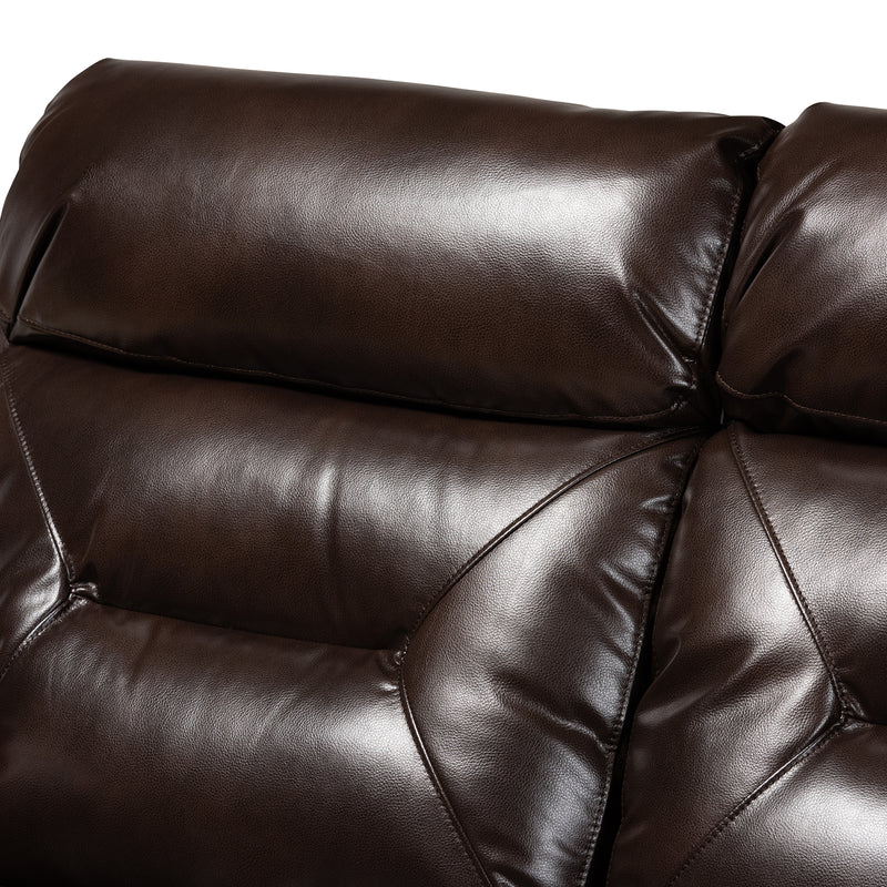 Byron Reclining Loveseat Modern Dark Brown Faux Leather Upholstered 2-Seater Sofa for Living Room Comfort and Style