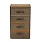 Owen Accent Storage Cabinet Mid-Century Modern Design with Brown Fabric Upholstery and 4 Drawers for Stylish Organization