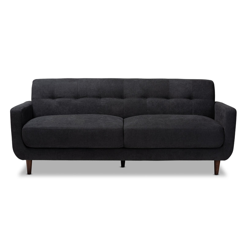 Allister Sofa Mid-Century Modern Dark Grey Fabric Upholstered