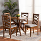 Mila 5-Piece Dining Set - Modern Grey Fabric Chairs with Walnut Brown Finished Wood Table