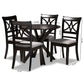 Julia 5-Piece Dining Set - Modern Grey Fabric Chairs with Dark Brown Finished Wood Table