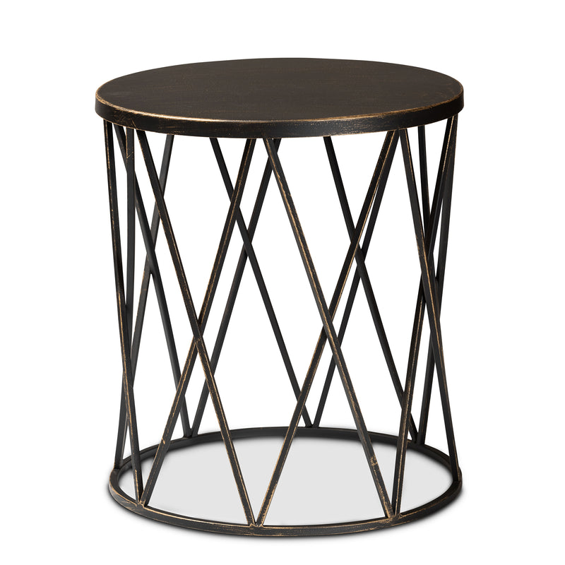 Finnick Modern Industrial End Table Antique Black Metal Side Table for Living Room or Bedroom Stylish Accent Furniture