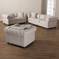 Alaise Living Room Set Modern Classic Beige Linen Tufted Scroll Arm Chesterfield 3-Piece