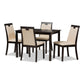 Evelyn Dining Set Modern 5-Piece Collection with Beige Faux Leather Upholstery and Dark Brown Finish