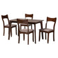 Adreana Dining Set Mid-Century Modern 5-Piece Collection with Warm Grey Fabric and Dark Brown Wood Finish