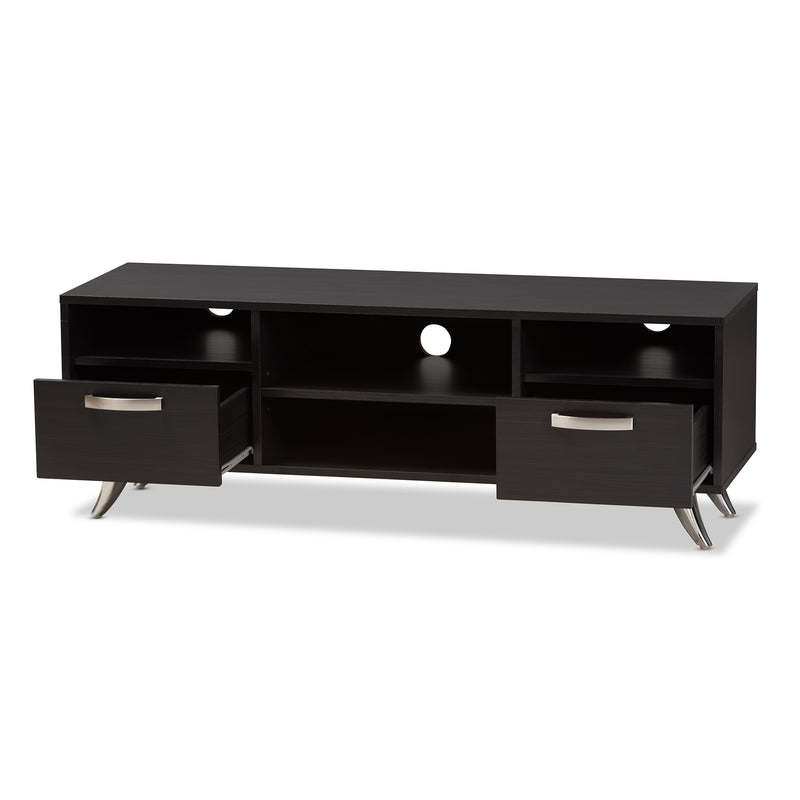 Warwick TV Stand Modern Espresso Brown Finished Wood Entertainment Center with Storage for Living Room