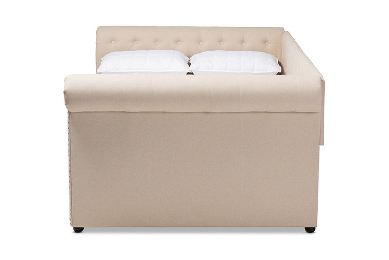 Mabelle Daybed - Modern and Contemporary Beige Fabric Upholstered