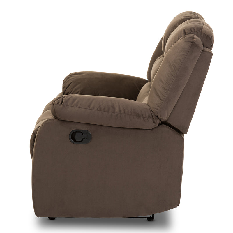 Hollace Modern Taupe Microsuede Recliner Sofa for Two with Adjustable Seating and Stylish Design