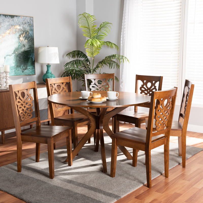 Liese Dining Set Modern and Contemporary Transitional Dark Brown Finished Wood 7-Piece