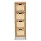 Paolo Mid-Century Modern Storage Unit Natural Brown Wood and Rattan 4-Drawer Organizer for Stylish Home Décor and Efficient Storage