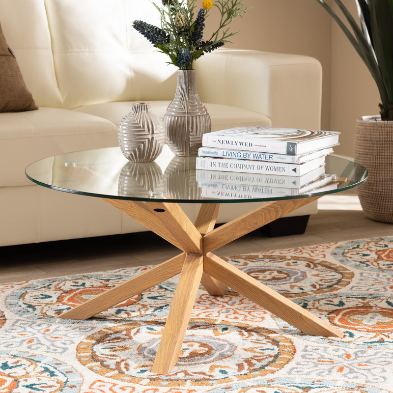 Lida Coffee Table - Modern Contemporary Design with Glass and Wood Finish, Stylish Living Room Furniture