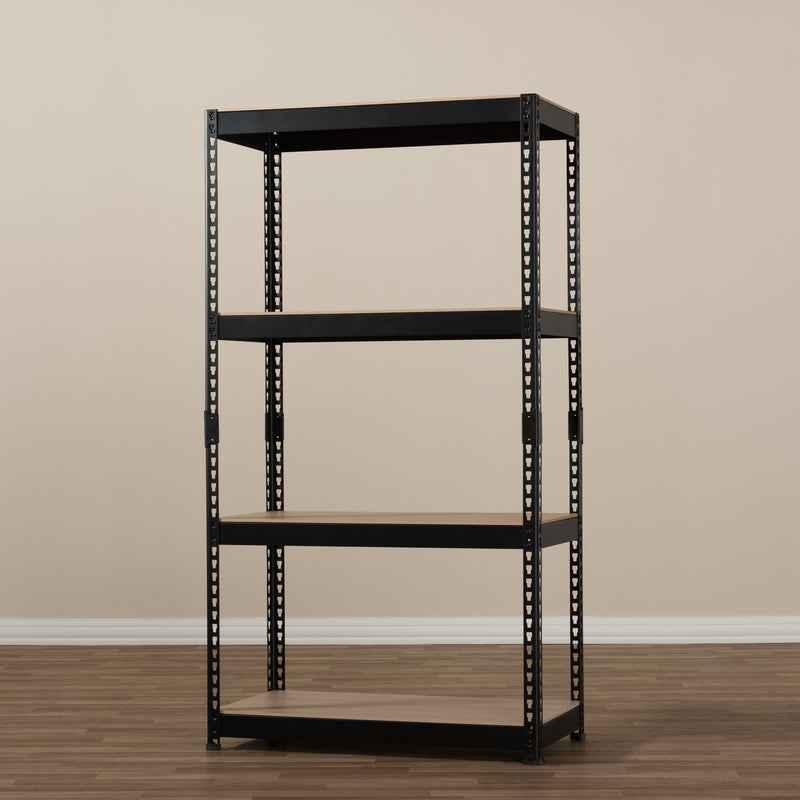 Cody Black Metal 4-Shelf Storage Rack - Versatile Shelving Unit for Home, Office, or Garage Organization