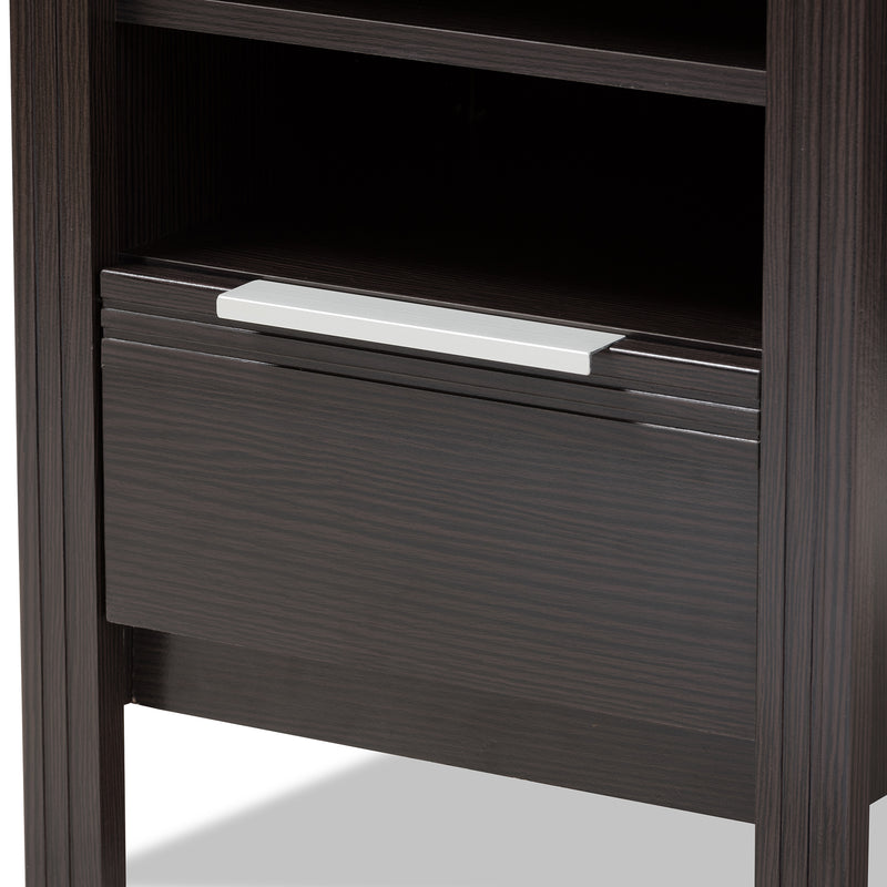 Hamish Nightstand Modern Wenge Brown Finished 1-Drawer Bedside Table for Bedroom Storage