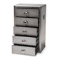 Davet Accent Storage Cabinet - French Industrial Silver Metal 5-Drawer Organizer for Home Decor and Space Saving