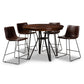 Carvell Rustic Industrial 5-Piece Pub Set in Dark Brown Faux Leather Upholstery