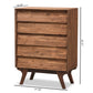 Sierra Mid-Century Modern Chest - 5-Drawer Brown Wood Storage Unit for Bedroom or Living Room