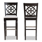 Alexandra Bar Stool Set Modern and Contemporary Grey Fabric Upholstered Espresso Brown Finished Wood 2-Piece