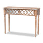 Celia Console Table - Rustic French Country Design with White-Washed Wood and Mirror, 2 Drawers and Quatrefoil Accents