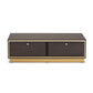 Cormac Coffee Table Mid-Century Modern Transitional Dark Brown Finished Wood and Gold Metal 2-Drawer