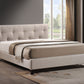 Annette Modern Bed - Gray Linen with Upholstered Headboard